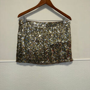 Abercrombie & Fitch Gold Silver Sequin Mini Skirt Size 10 Women’s NEW NWT Party